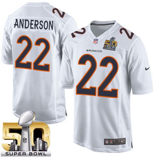 Nike Broncos #22 C.J. Anderson White Super Bowl 50 Men's Stitched NFL Game Event Jersey - Click Image to Close